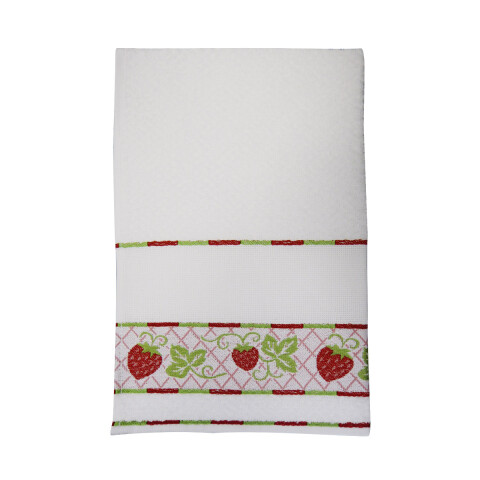 Repasador Jacquard para Bordar Dohler 45 cm x 70 cm 5109 FRUTILLA BCO