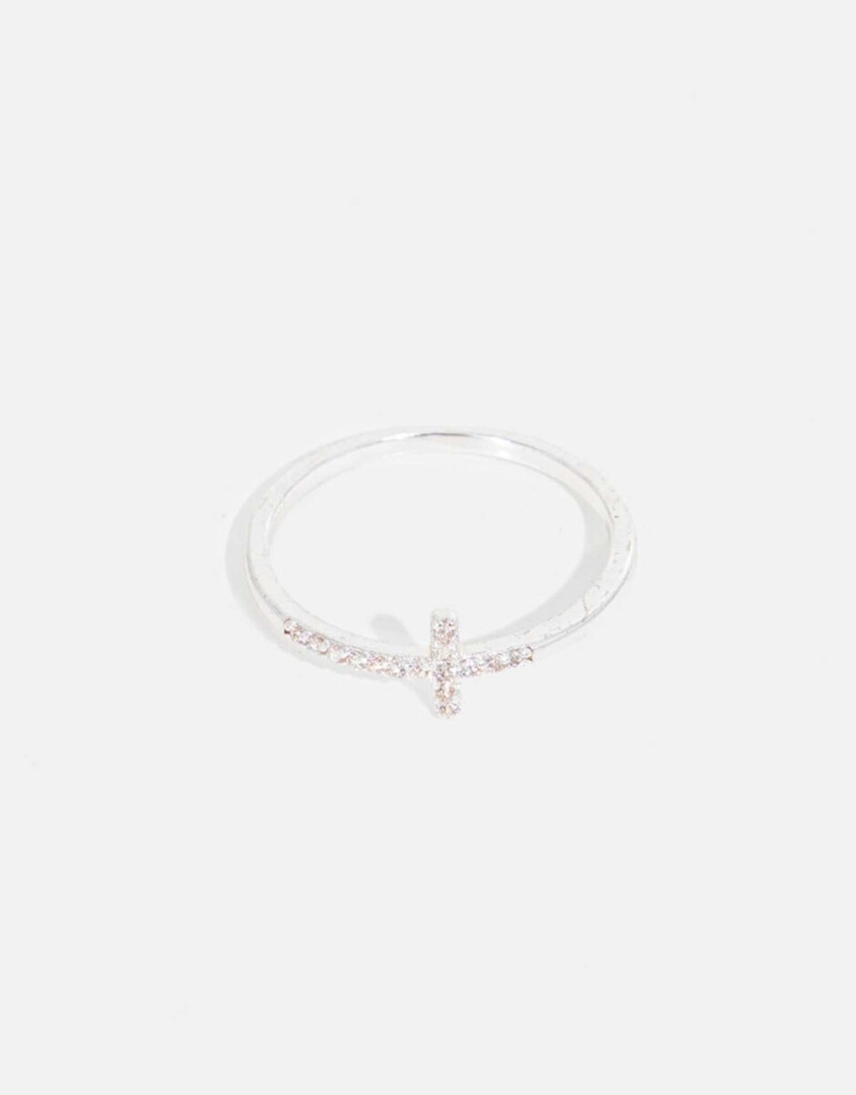 Anillo Con Cruz - Plateado 