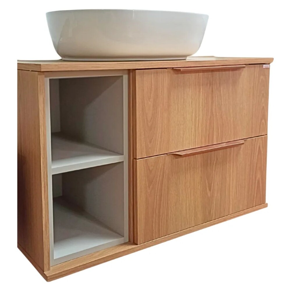 Mueble de baño suspendido Livia 78cm catedral con bacha de loza Mueble De Baño Suspendido Livia 78cm Catedral Con Bacha De Loza