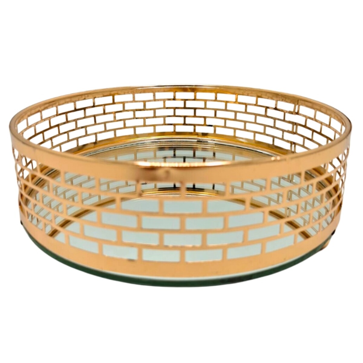 Bandeja Metalica Dorada de 20CM C/ Espejo 