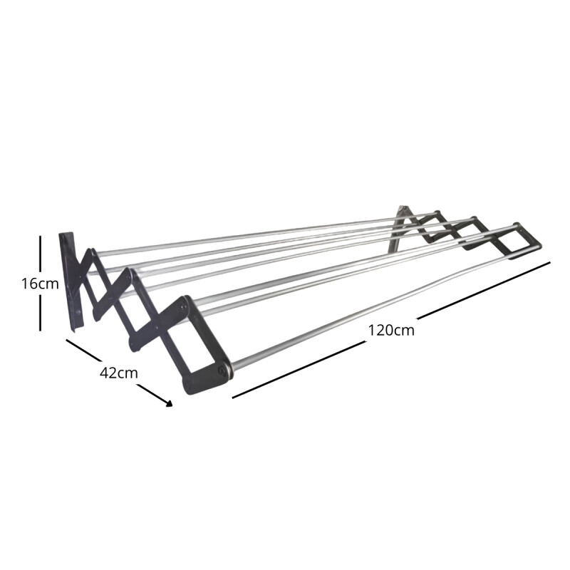 Tendedero plegable pared en aluminio 120 cm GRIS