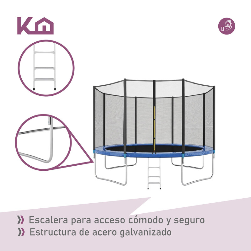 Cama Elástica Trampolín con escaleras 3.66M + lona negra con malla Cama Elástica Trampolín con escaleras 3.66M + lona negra con malla