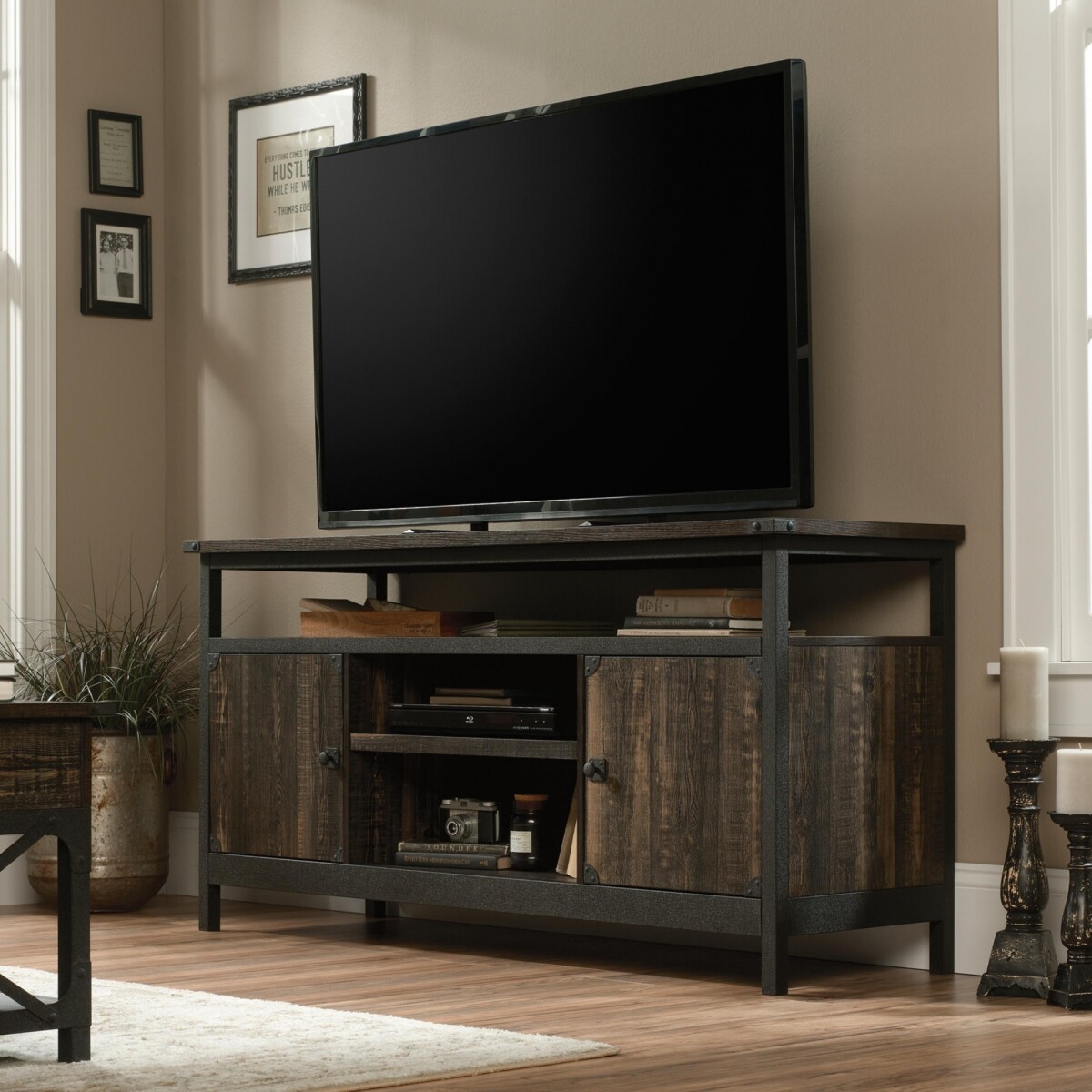 Rack para TV - Sauder - Linea Steel River - Nogal 