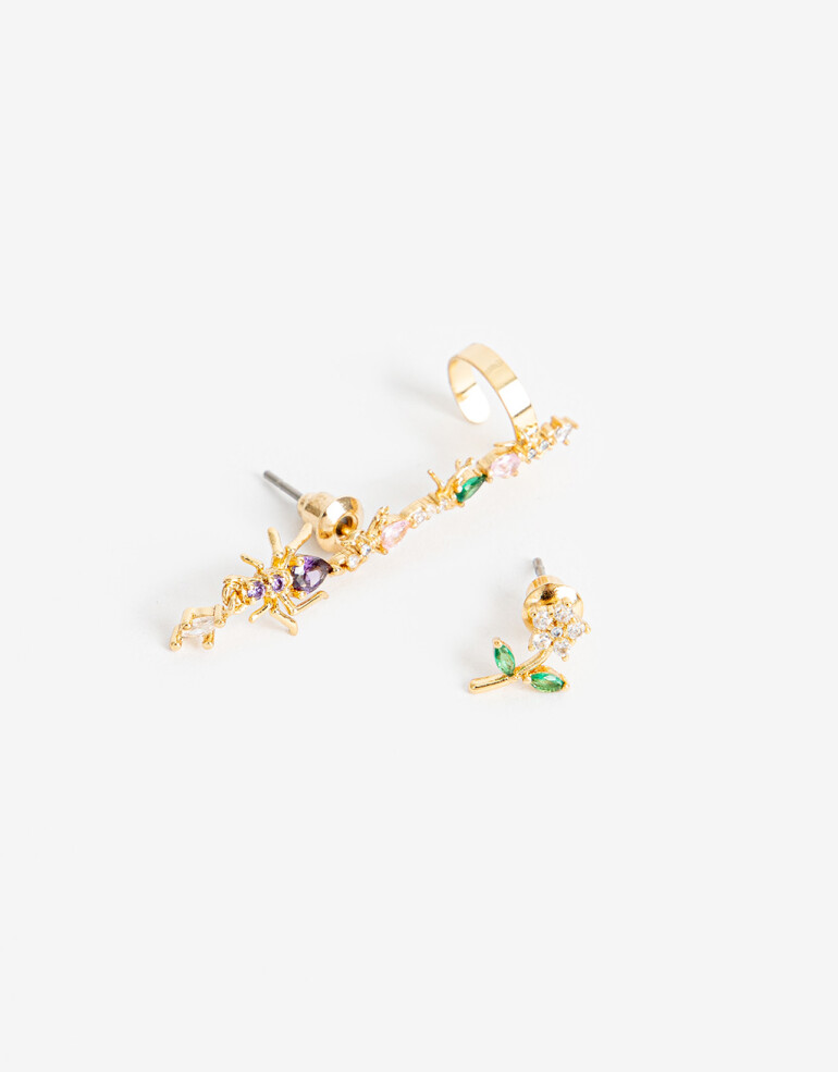 Aros Sets Cubic zirconia Set De Aros Multicharm Cubic Dorado - Dorado