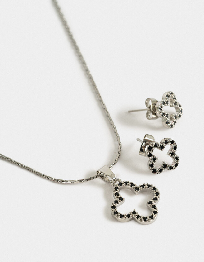 Bijouterie Set Acero quirúrgico Set De Aros Pasantes Y Cadena - Plateado