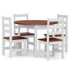 Juego DE COMEDOR REDONDO con ALAS 4 SILLAS Blanco-Nogal N/A