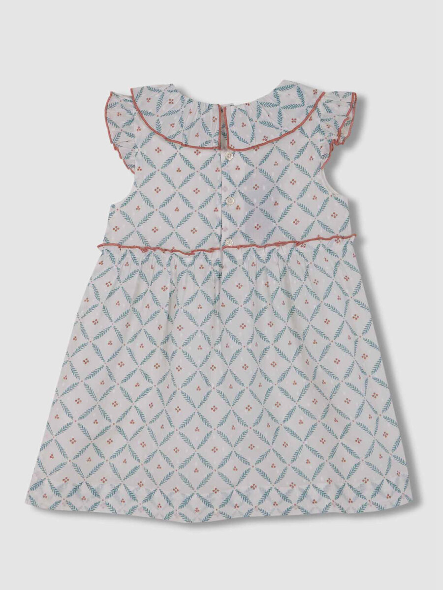 Vestido Con Estampado De Ramitas Blanco