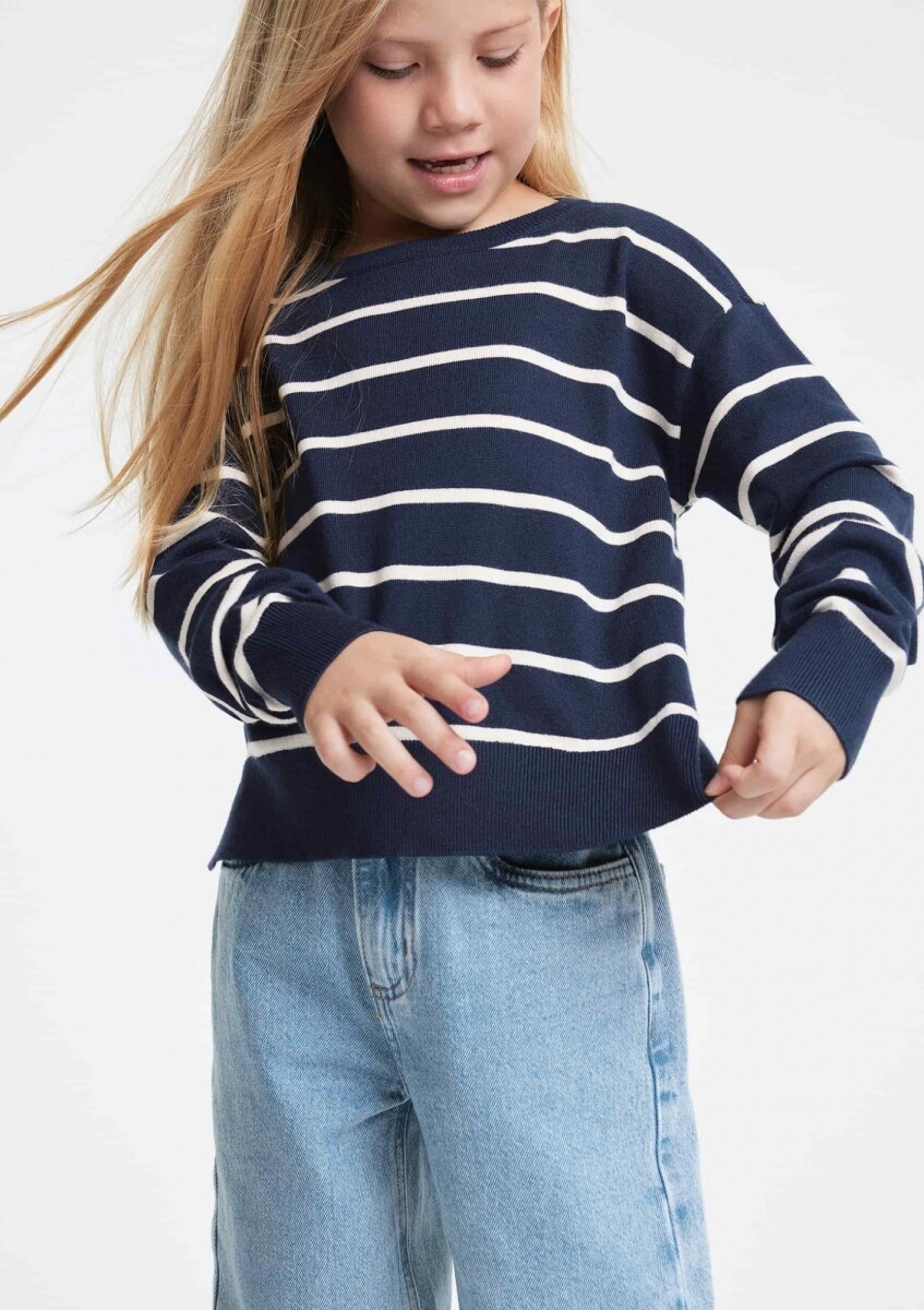 BUZO TEJIDO INFANTIL A RAYAS - AZUL 
