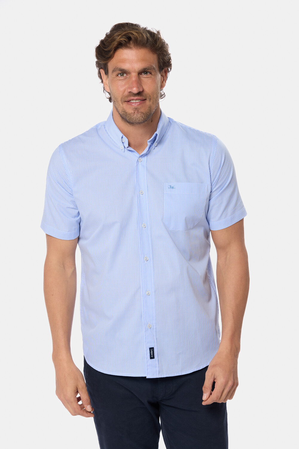 CAMISA CUADROS Celeste