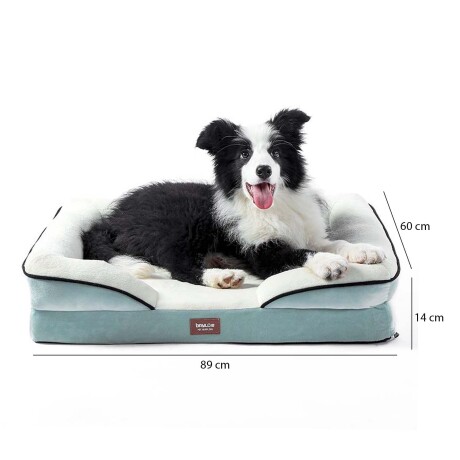 Cama Baylor Cucha Mediana Acolchonada de Felpa p/ Perro Gato Verde/blanco