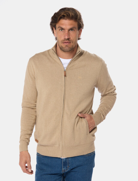 CAMPERA TEJIDA DE ALGODÓN Beige