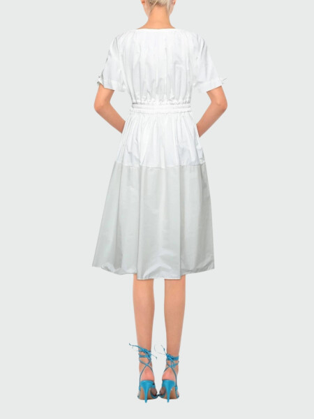 Vestido de algodón con cintura ajustable Blanco