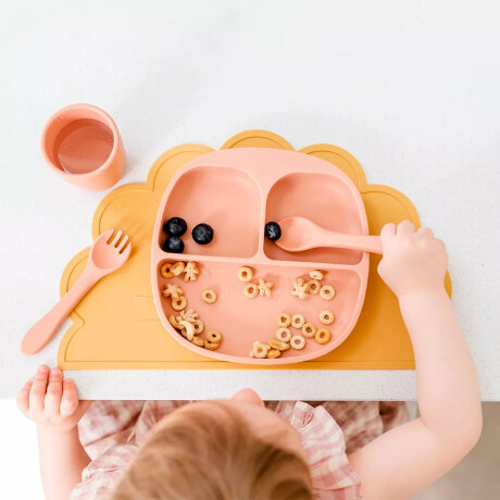 Set Infantil de Cubiertos con Cuchara y Tenedor en Silicona Azul Grisáceo
