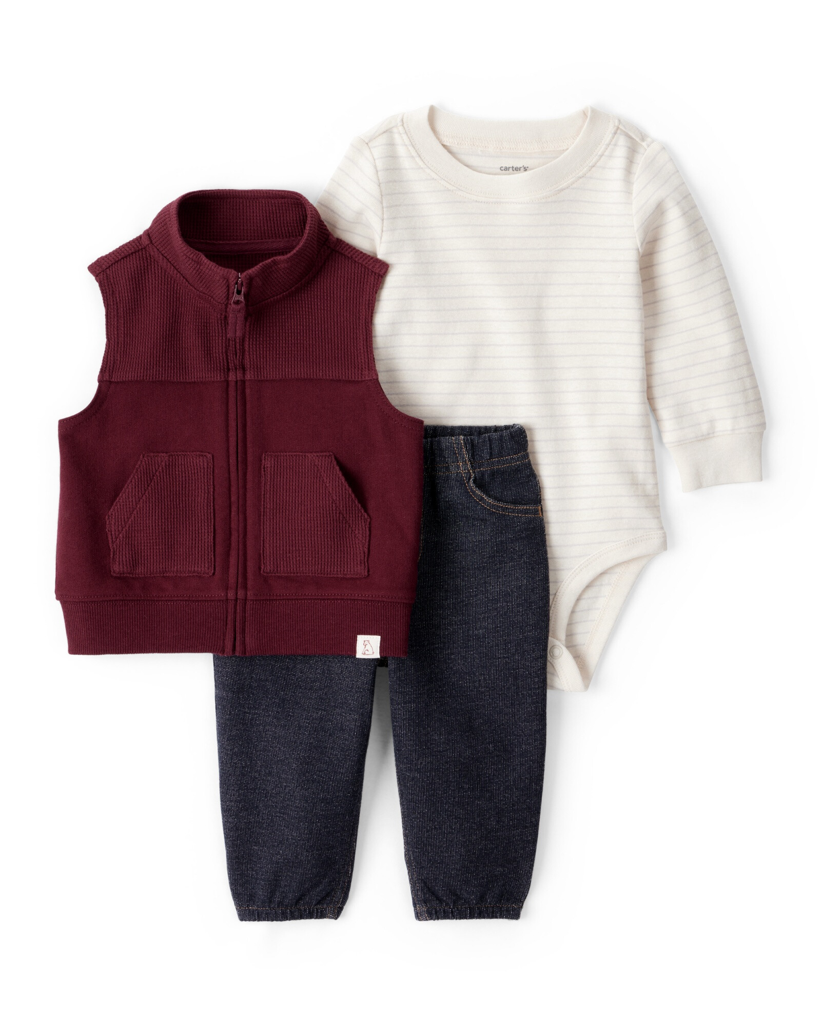 Set tres piezas de algodón, chaleco, pantalón y body Sin color