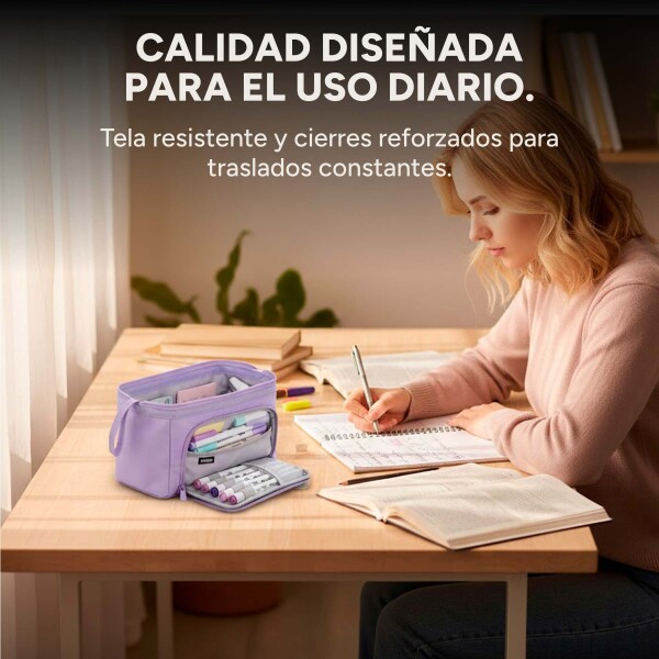 Cartuchera Escolar Liceal Organizador 22cm Gran Capacidad Color Violeta