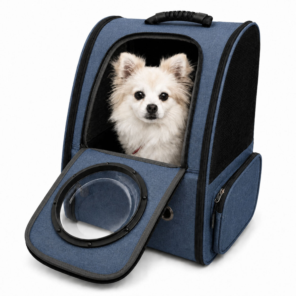 Mochila Transportadora De Mascotas Capsula + Rejilla + Base - Azul 