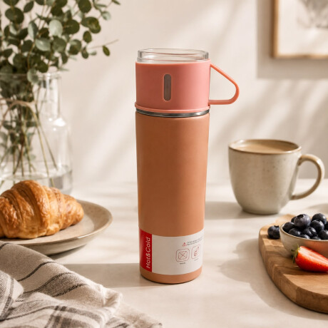 Termo con Taza en Acero Inoxidable 500ml - Rosado Termo con Taza en Acero Inoxidable 500ml - Rosado