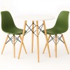Juego de comedor Con Mesa Circular de 80cm + 2 Sillas Eames Verde