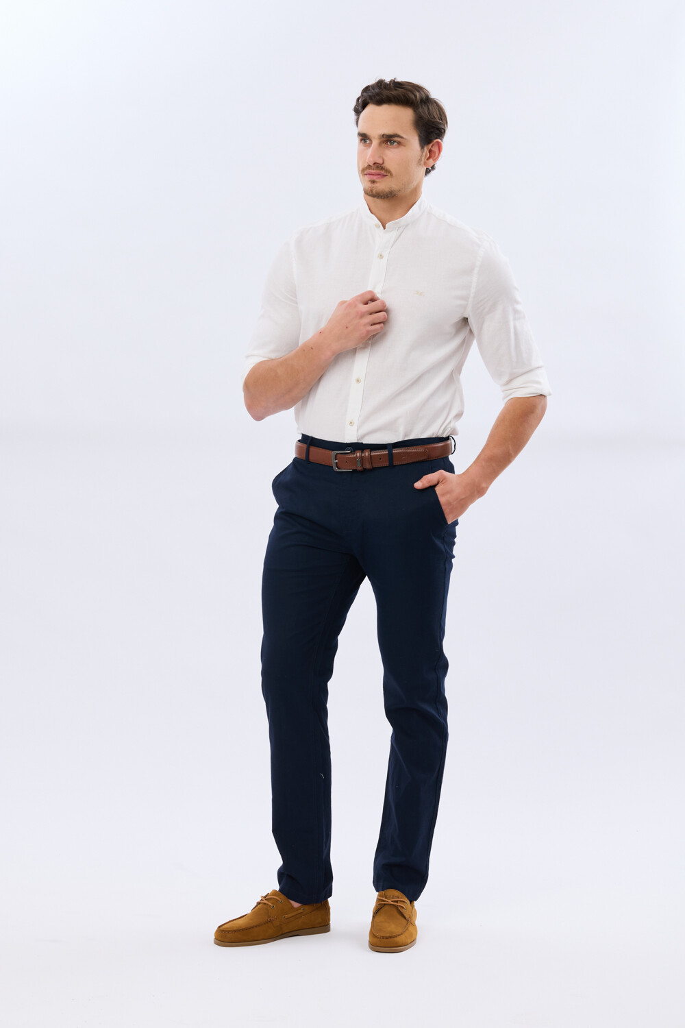 PANTALON DE LINO CLÁSICO Azul