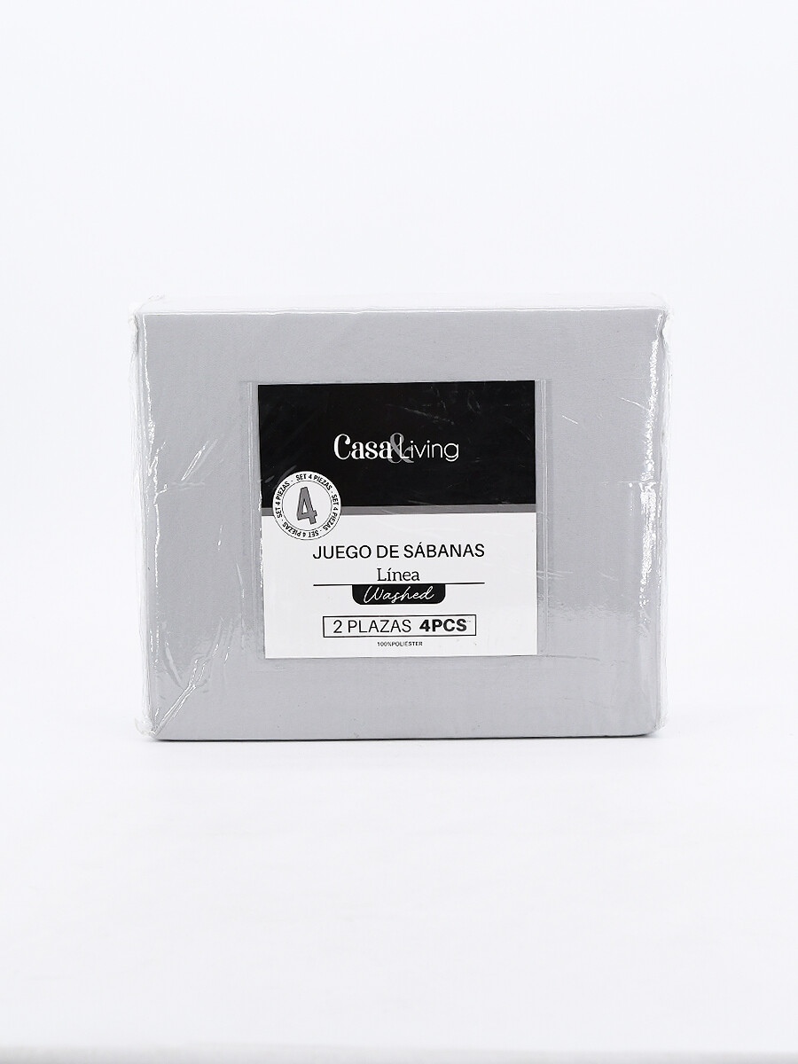 JUEGO DE SABANAS WASH - GRIS CLARO 