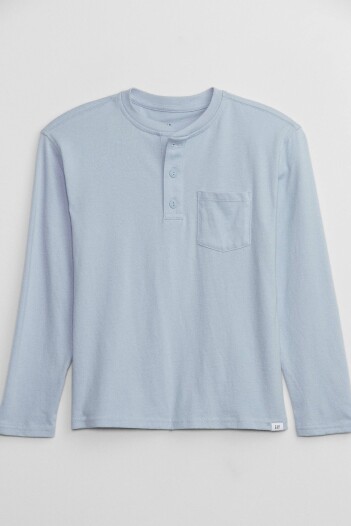 Remera Henley Manga Larga Niño Ice Blue 740