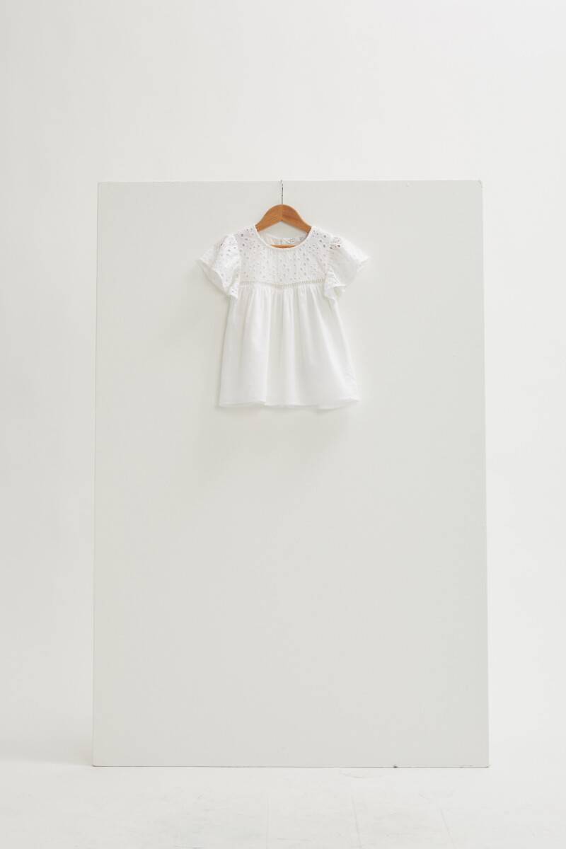 Blusa con broderie - NIÑA blanco