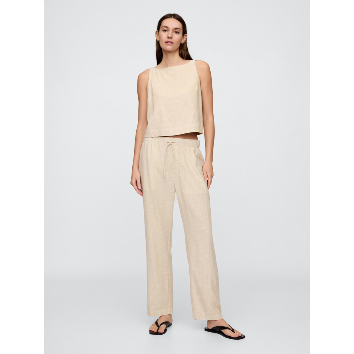 V-LINEN EASY PANT - FLAX LINEN 