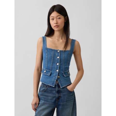 SL CORSET POCKET VEST TOP - LIGHT WASH LIGHT WASH