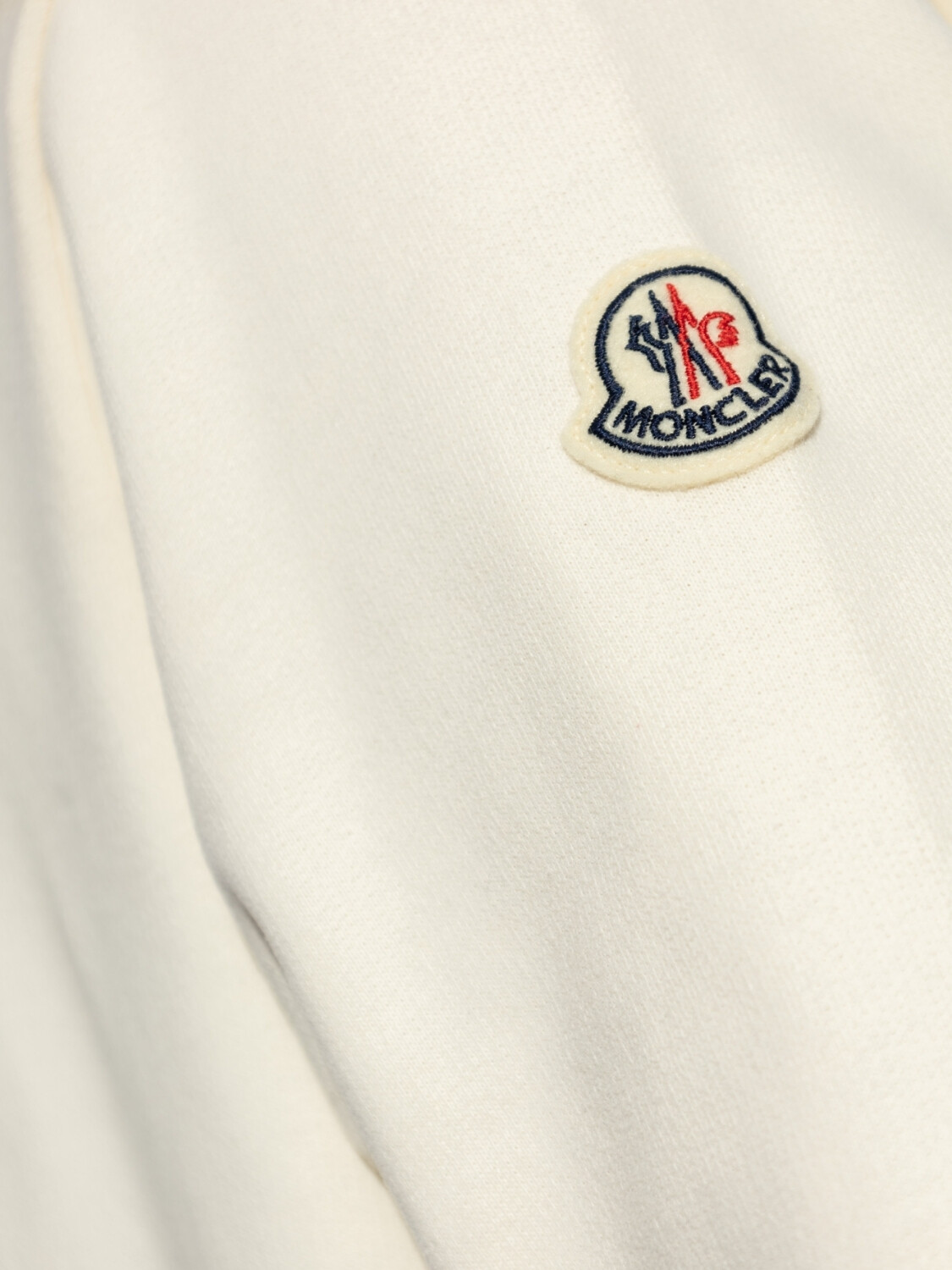 Moncler - Sudadera de Algodón con Logotipo Bordado Blanco