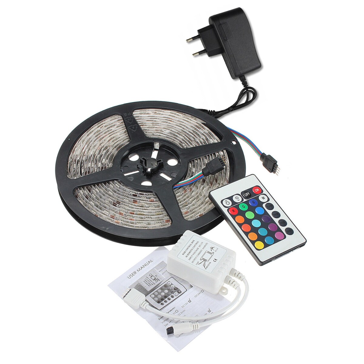 Kit Tira Rollo Led Rgb 5 Mts Con Control Y Efectos 220v 