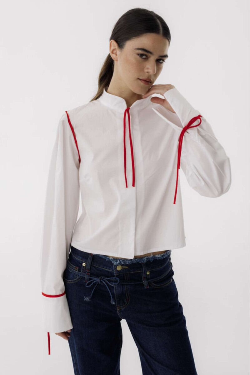 Camisa Fish Winter - Blanco Rojo 