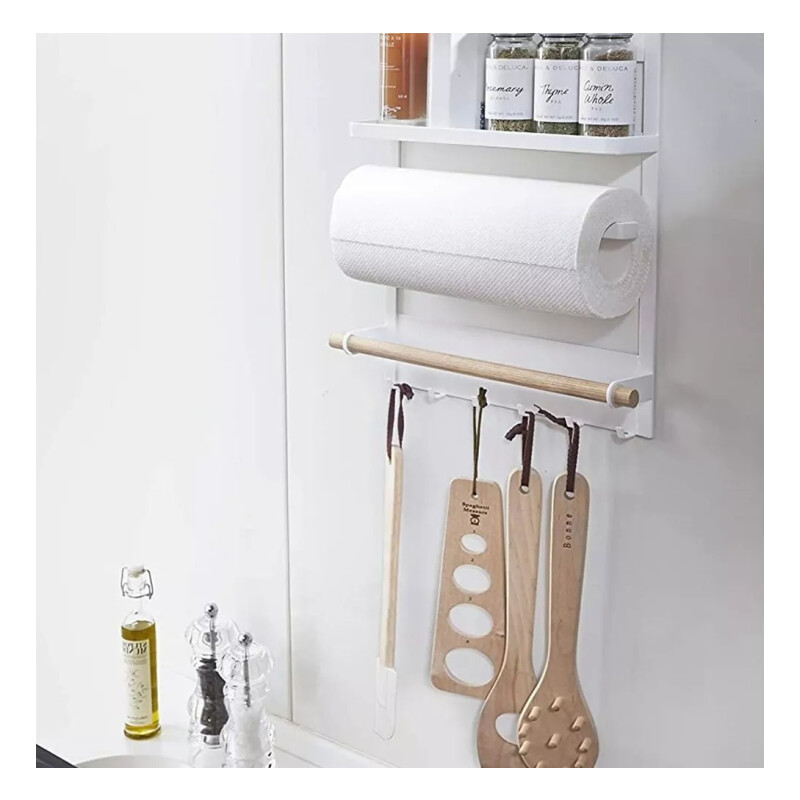 Estante Organizador Imantado De Acero Para Heladera Blanco