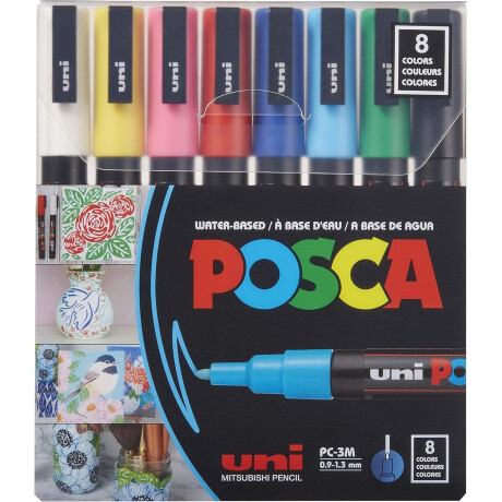 Marcador de Pintura Uni-Posca - Surtidos Colores - Juego de 8 - PC3M Marcador de Pintura Uni-Posca - Surtidos Colores - Juego de 8 - PC3M