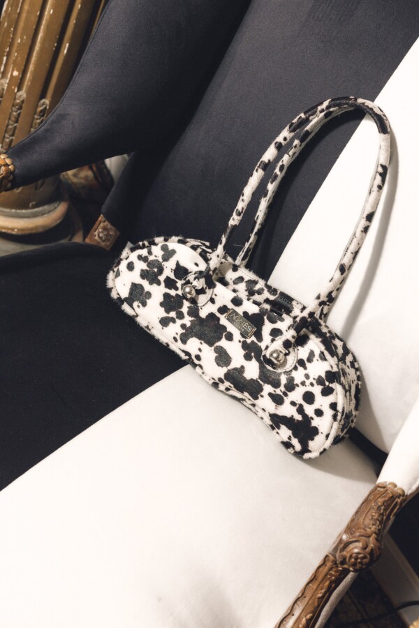 Baguette Bag Cowhide Dots Crudo