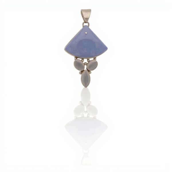 Dije Colgante Triangular-Plata 925-Blue Lace y Piedra Luna-CP3983 conpiedra