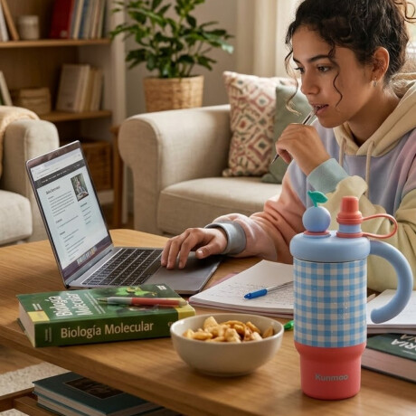 Vaso térmico de acero con sorbito y tapita - 800ml Celeste