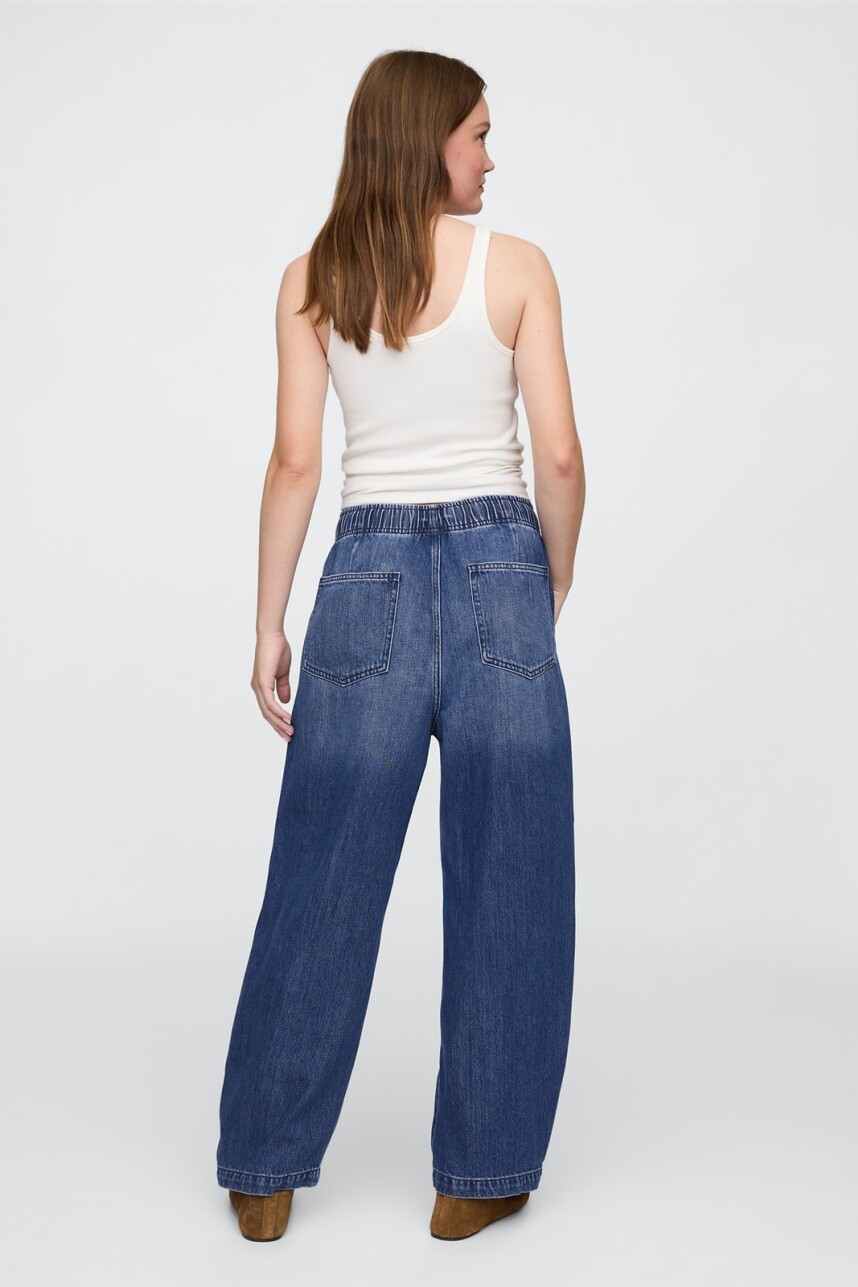 Jean Barrel Pull On Mujer Medium Wash