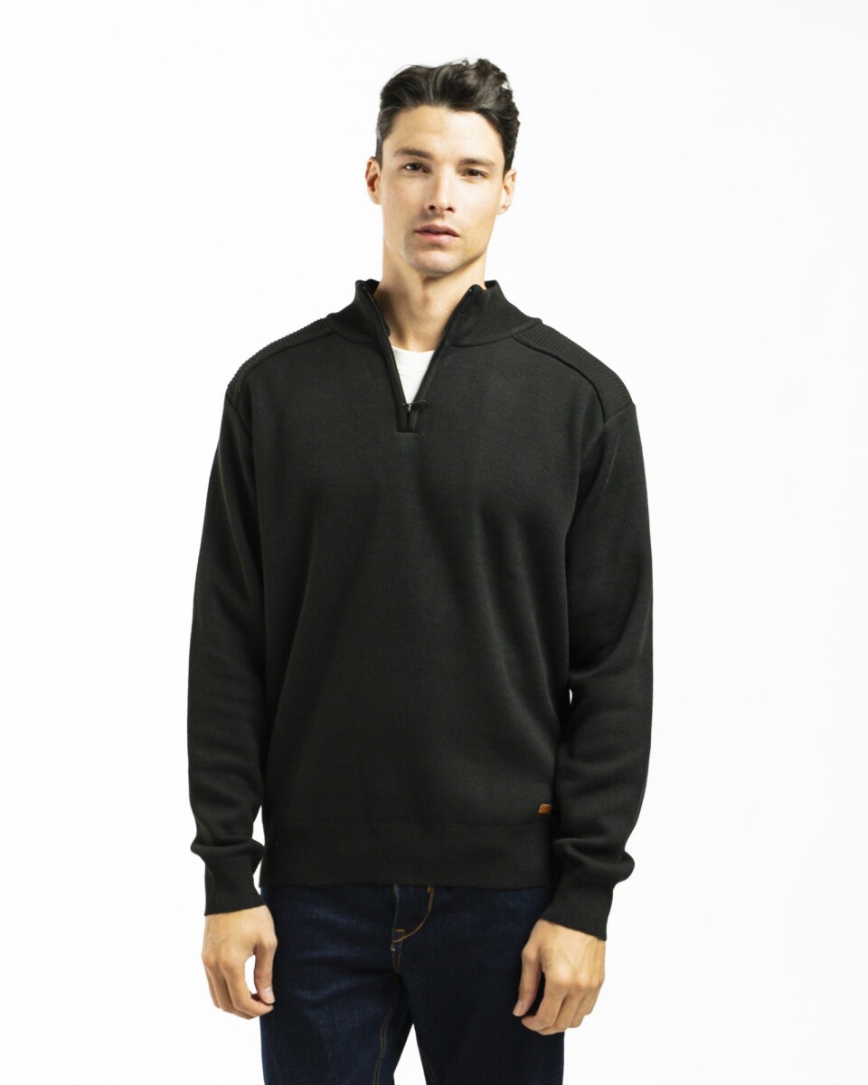 Sweater Medio Cierre Porto - Negro 