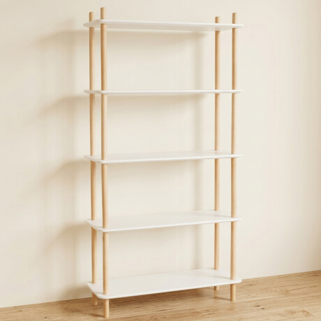 BIBLIOTECA SOFT MDF-Y-MADERA BLANCO 4 ESTANTES