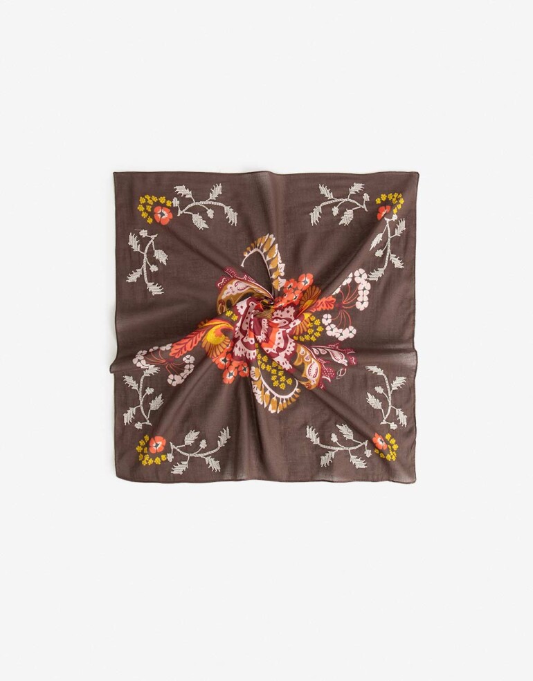 Pañuelos Raso Algodón Flores Pañuelo Con Estampa De Flores - Combinacion Multicolor