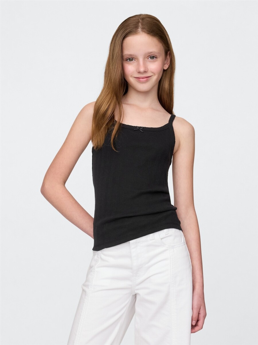 Musculosa Pointelle Niña - True Black 