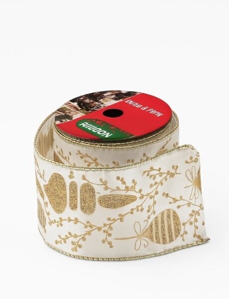 CINTA NAVIDEÑA SATIN IMPRESA GLITTER OCRE 6 CM. X 2.7 MT. CINTA NAVIDEÑA SATIN IMPRESA GLITTER OCRE 6 CM. X 2.7 MT.