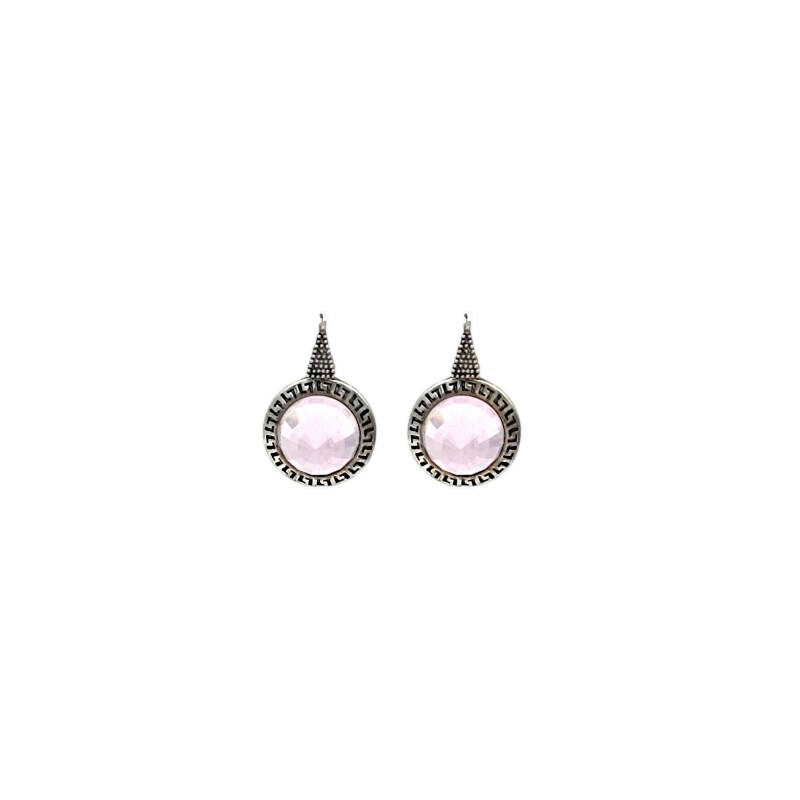 Caravanas colgantes circulos rosa - Plata 925 -Zirconia rosa -CA3924 conpiedra