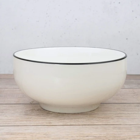 Bowl de ceramica blanco con borde de color Bowl de ceramica blanco con borde de color