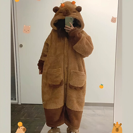 Pijama Peluche Enterito Capybara Felpa C/capucha Pijama Peluche Enterito Capybara Felpa C/capucha