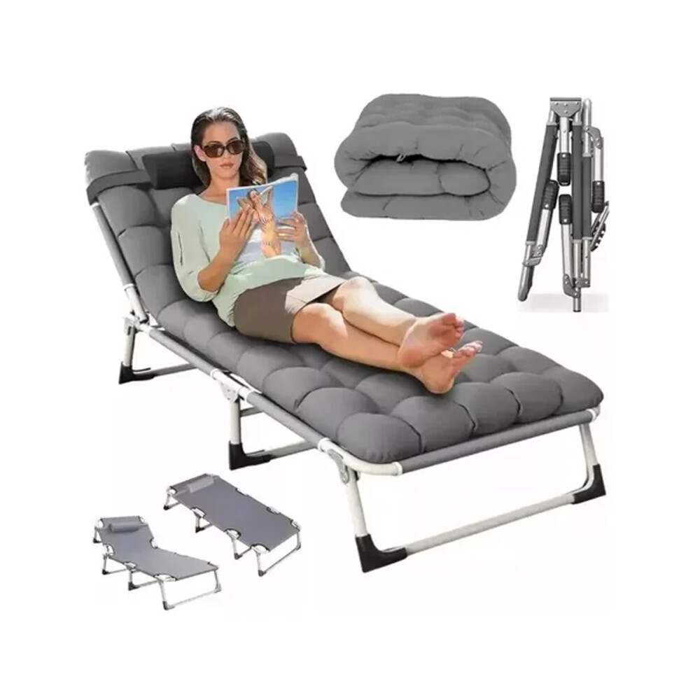 Catre plegable acolchonado Gris