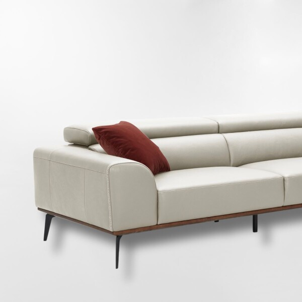 Sofá con chaise DUNA CUERO BEIGE - DERECHO