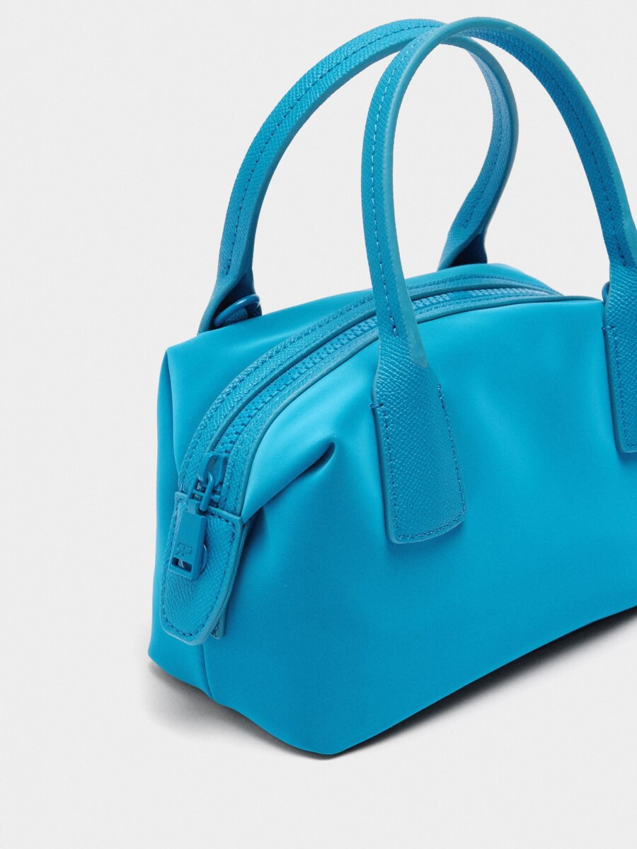Bolso Tote Textura Suave Con Bandolera azul