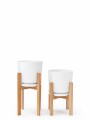 MACETA CERAMICA GRANDE CON SOPORTE BAJA BLANCA