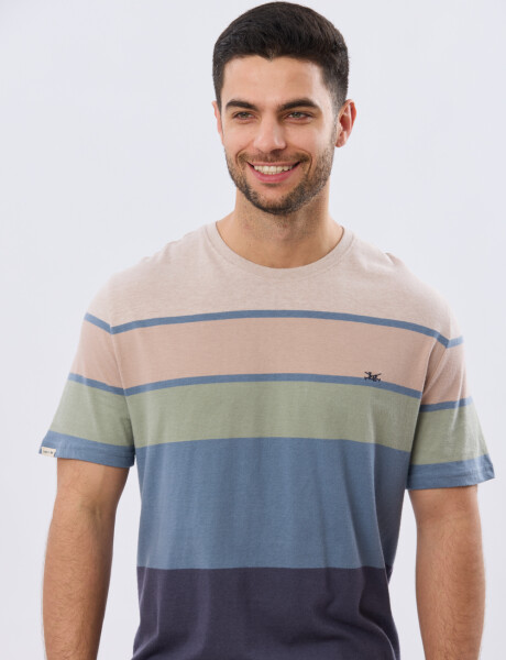 REMERA RAYADA DE ALGODÓN Beige